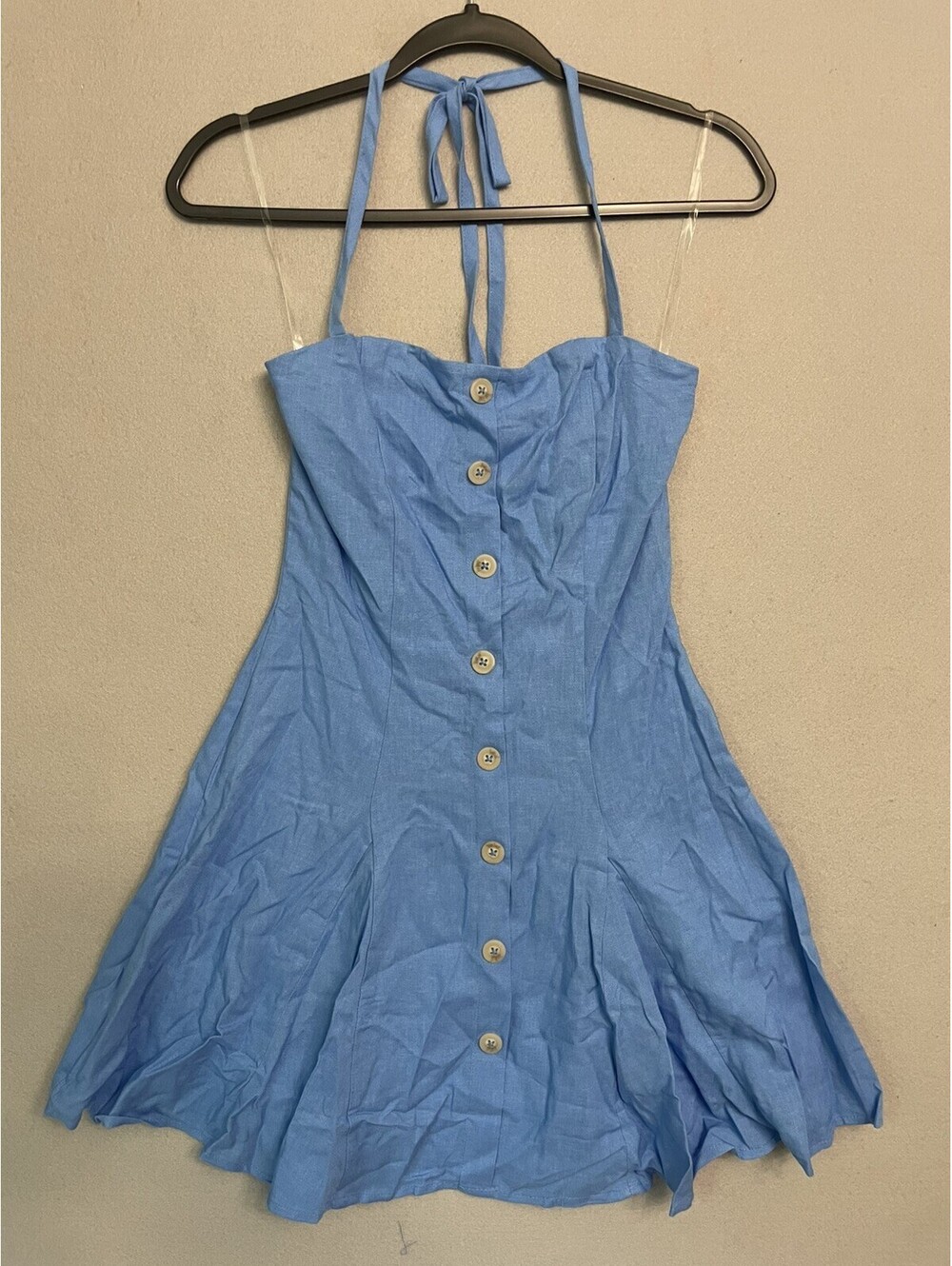 Women Button-Front Halter Mini A-Line Dress - Wild Fable Blue - Size XXS